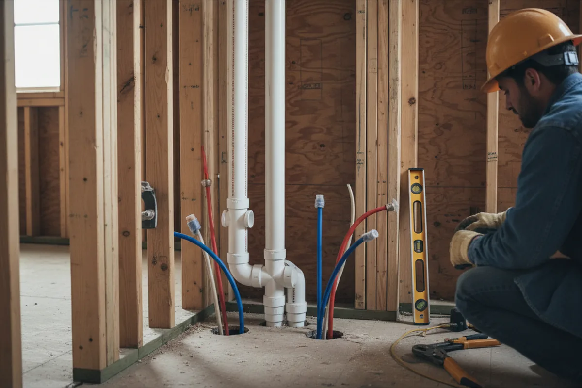 Drain and supply rough-in during Drain Cleaning in Trenton
